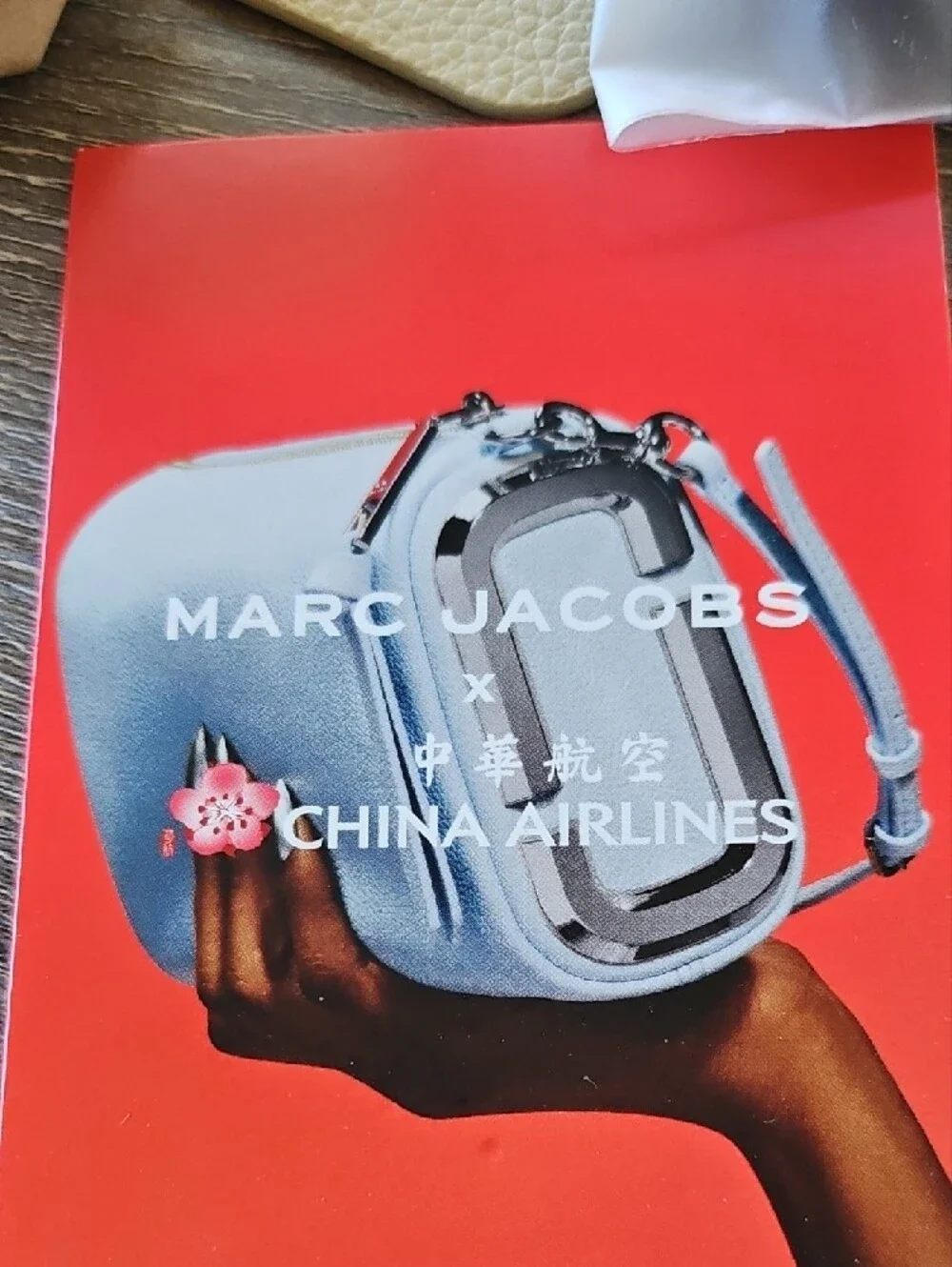 Marc Jacobs Snap Shot China Airlines Cream Vanity Bag with Gold Hardware